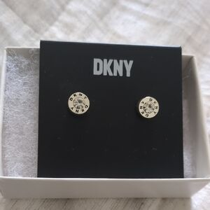 DKNY Gold-Tone Logo Stud Earrings